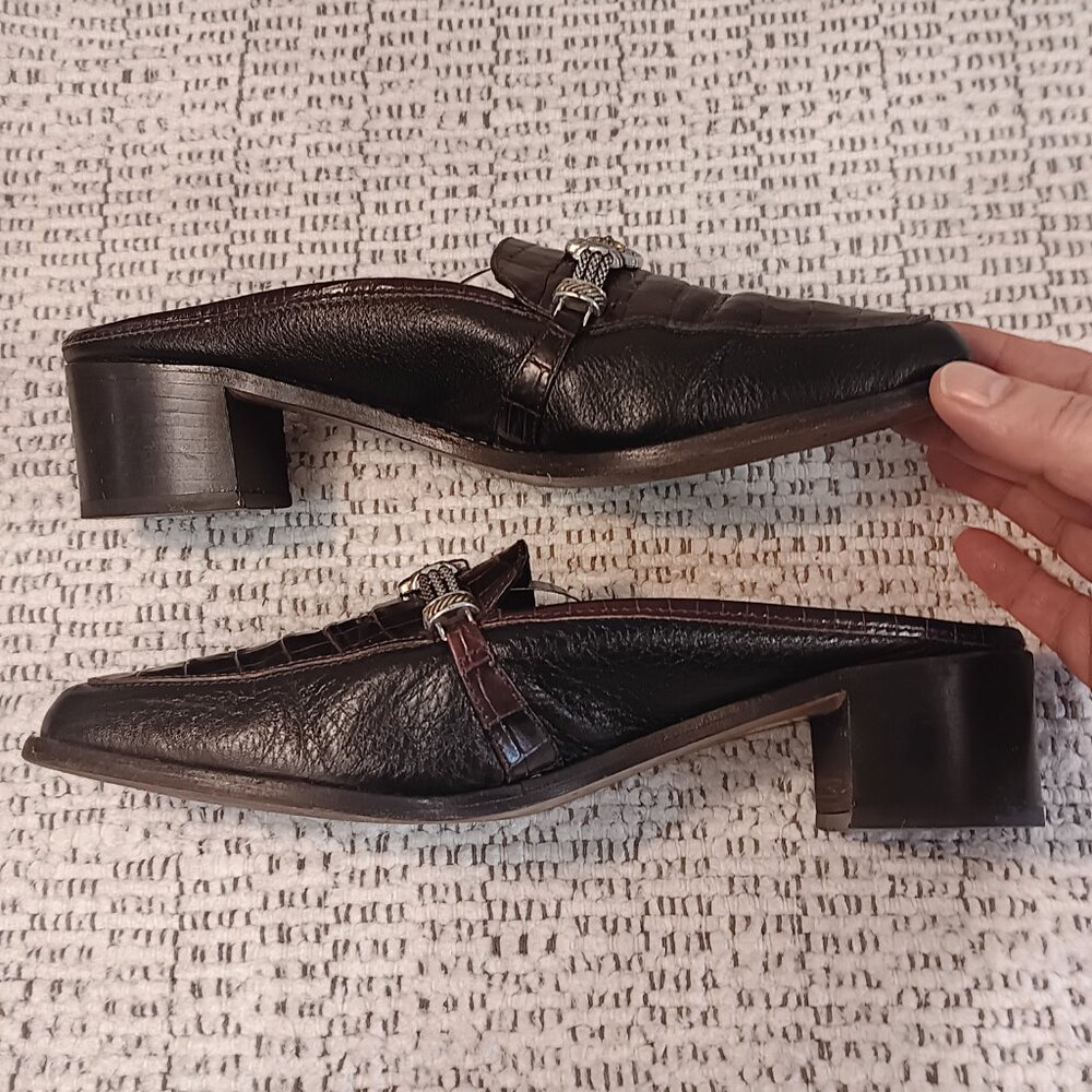 Brighton 'Sierra' Women's Croc Print Leather Mule Slides Made In Italy Sz 8.5 M - Picture 5 of 13